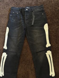 Amiri Skeleton Jeans Black with Bone Detail