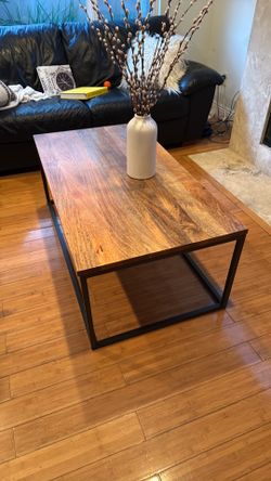 West Box Wood Metal Frame Coffee Table