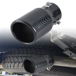 Brand New Universal Carbon Fiber Look Single Round Shape Car Exhaust Muffler Tip Straight Pipe 63mm 2.5‘’ Inlet