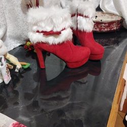 Red And White Christmas Boots