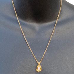 Gold Plated Necklace With Opal Stone Pendant