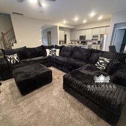 170” Ultra-Oversized Fluffy Sectional Couch