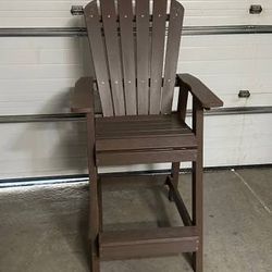 New Big & Tall Brown Wood Adirondack Chair Patio Furniture