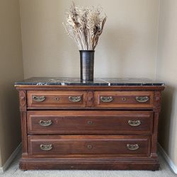 Antique dresser with black & white marble top
