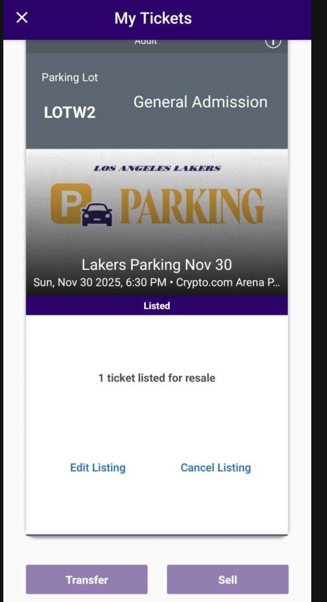 Lakers vs Pelicans 11/30 – Floor Seats Sec 106 Row C + Parking