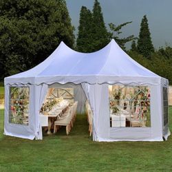 20 ft x 14.5 ft Party Tent – ​​Large Octagonal 8-Wall Wedding Canopy – Outdoor Gazebo – White