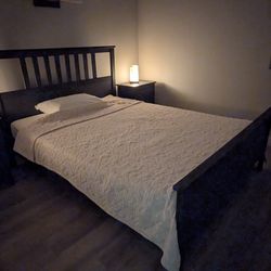 IKEA HEMNES Queen Bedroom Set (Bed Frame + 2 Nightstands + Mattress)