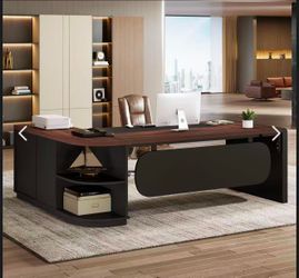 HL0197AB Large 80" L-Shaped Computer Desk with Storage Drawers, Executive Office Workstation