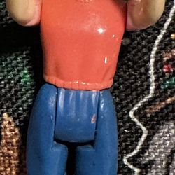 Vintage  Playskool For Loving Family Dollhouse Brunette GIRL w Pink Shirt