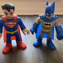 Fisher-Price Imaginext DC Batman & Superman Super Friends: Blue red toy lot of 2