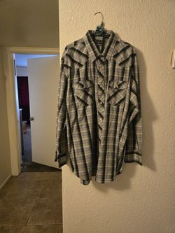 Roper grey plaid button up shirt Size XXL