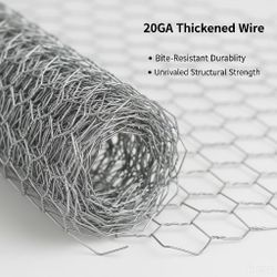 Silver galvanized metal hexagonal mesh, 21-gauge wire, rust-resistant garden net, suitable for floral arrangements, chicken wire, handicrafts, plant p