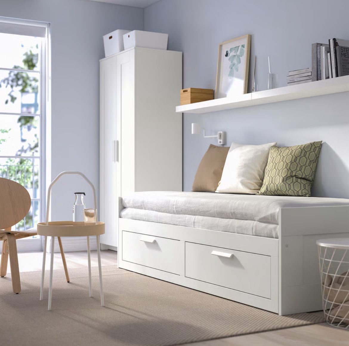 IKEA White Daybed with Storage Drawers
