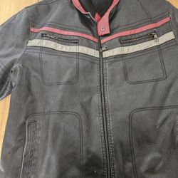 Arizona leather coat with hood hat