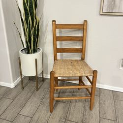 Petite Wooden Chair With Woven Seat 