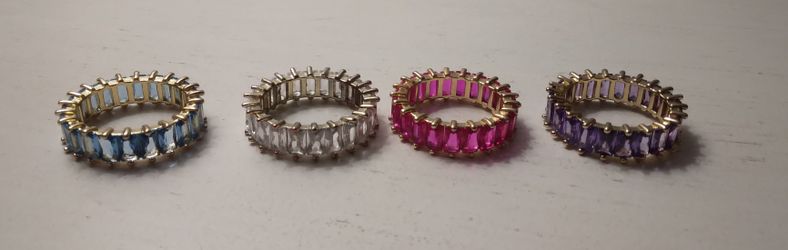 4 Eternity Gold Plated Cubic Zirconia Rings