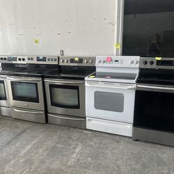 Electric Stove , White Glass Top  Stove,   Stainless Steel Stove