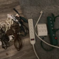 Six extension cords to safety ones one wall