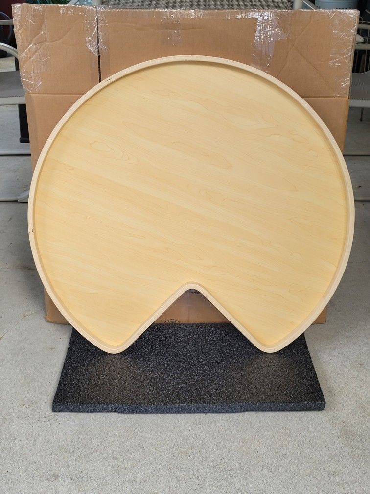 32" Lazy Susan Wood Kidney Shelf