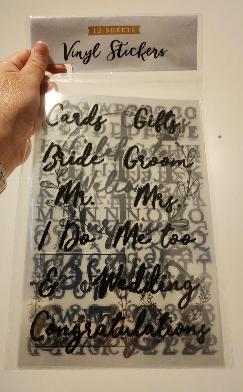 Wedding Black Vinyl Stickers 12 Sheets BNIP