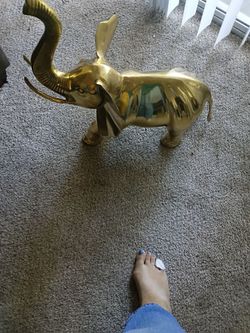 Large Brass Elephant Figurine
