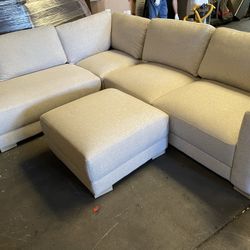 fabric sectional with ottoman