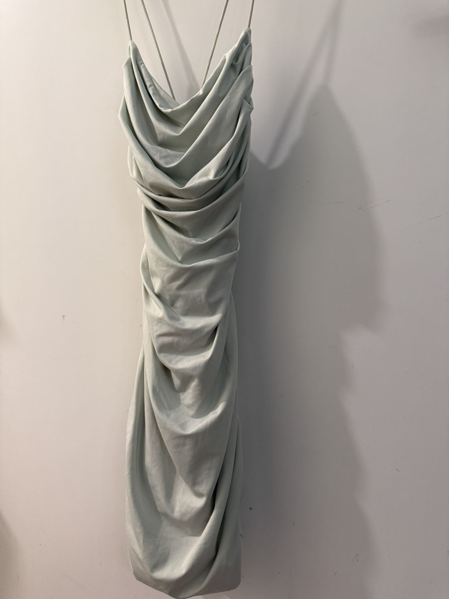 women’s xs spaghetti strap mint mini ruched dress