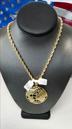 10k 26inch 4.8mm Hollow Rope Chain And 10k Pendant
