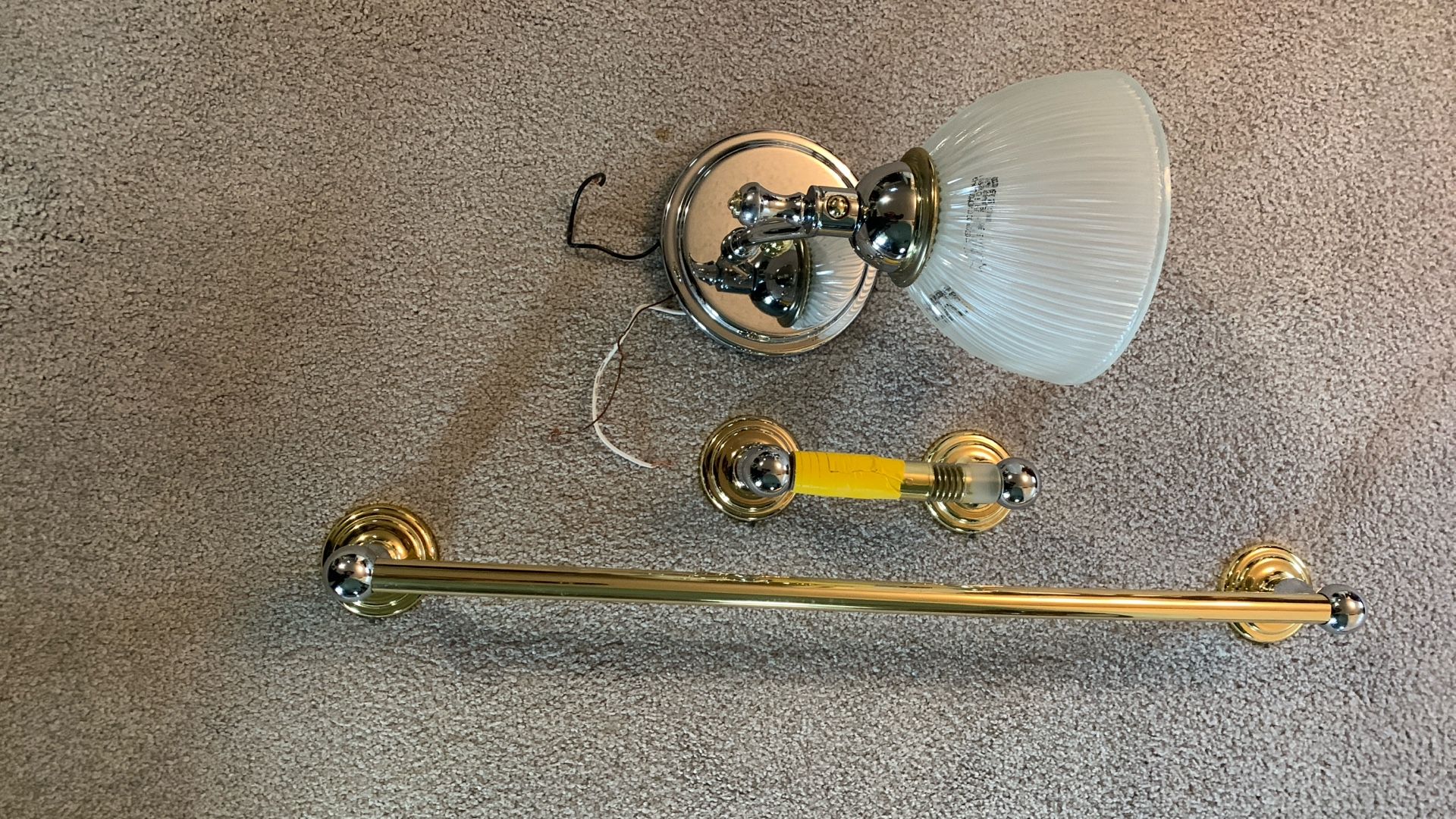 Bath Fixtures- Sconce , Towel Rack, Toilet Paper Holder