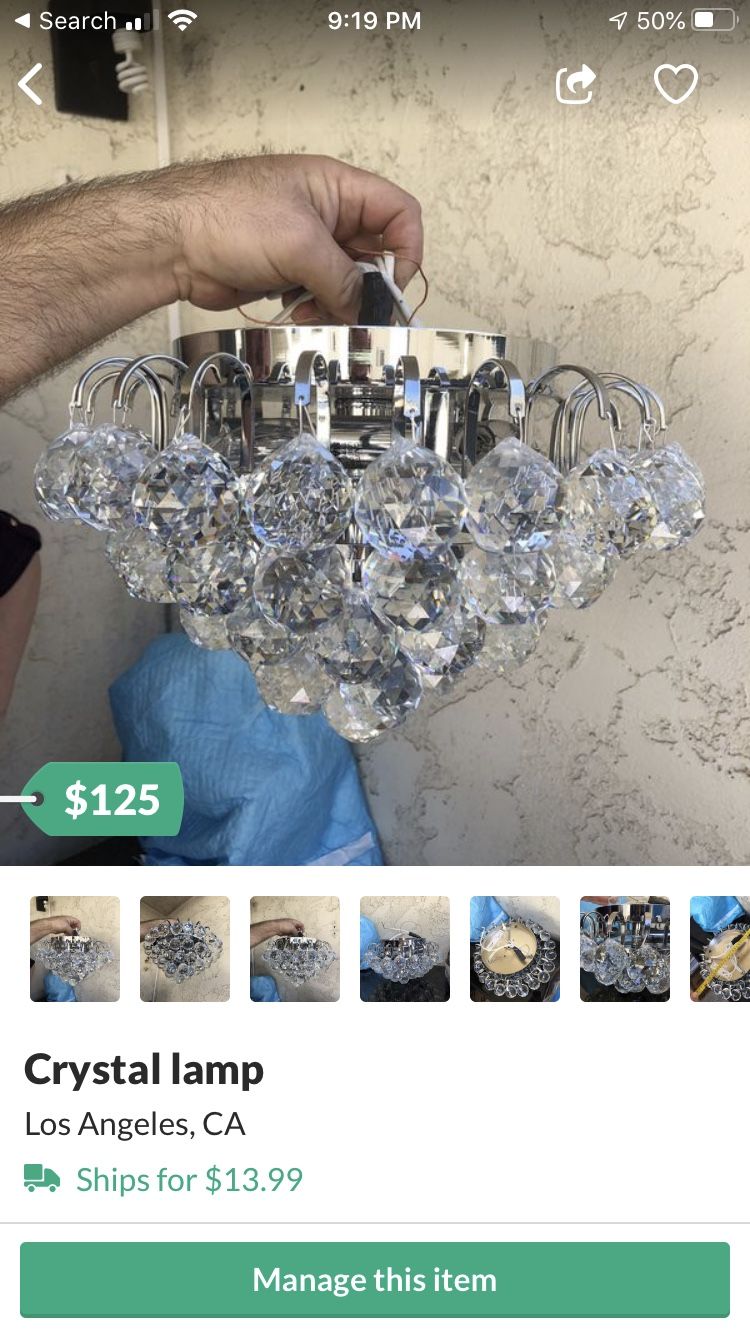 Crystal glass chandelier