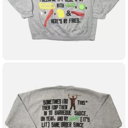 TRAVIS SCOTT x CPFM 4 SCRIPT CACTUS JACK OVERSIZED GREY SWEATSHIRT SIZE: XL