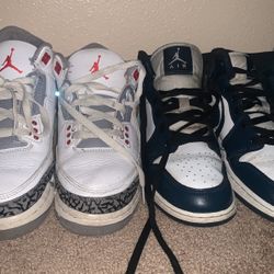 Jordan 1s Dark Blue , Jordan 3s Cardinal Reds 