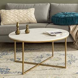 New Modern White & Gold Coffee Table 
