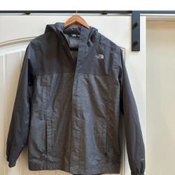 The North Face Nylon Jacket Hooded Full Zip Gray Boys L 14/16