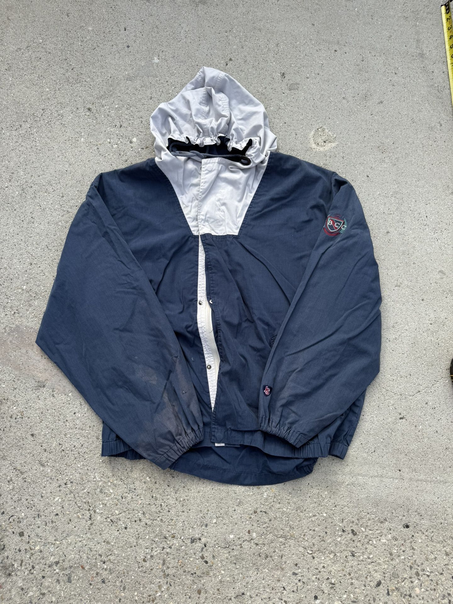 Blue and white Jansport windbreaker jacket with hood size XXL 