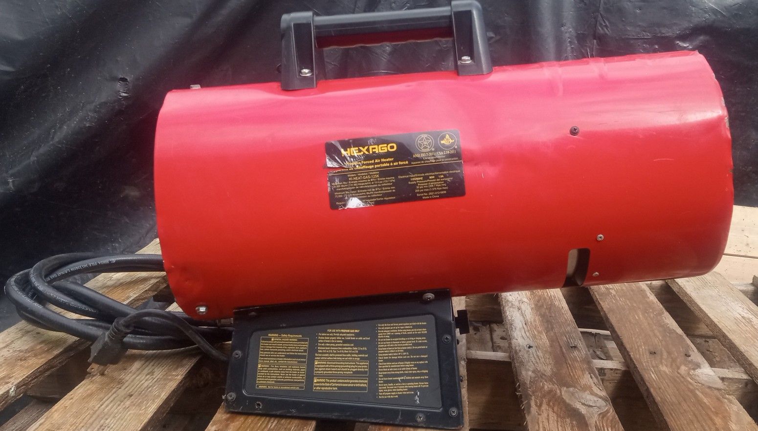 Hexago propane forced heater 125000 btu