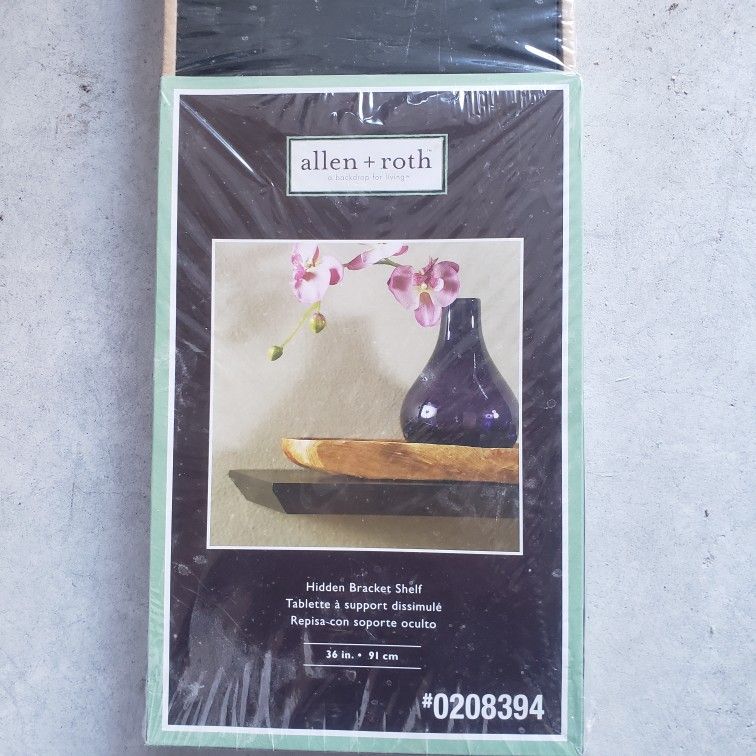 Black Shelf Hidden Bracket Shelf 31 in by 91 cm