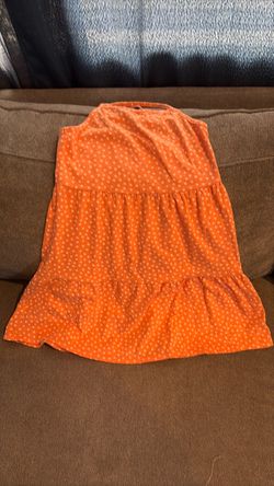 Orange Polka Dot Tiered Sleeveless Dress