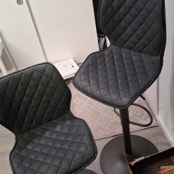 Real Leather Adjustable Bar Stools 