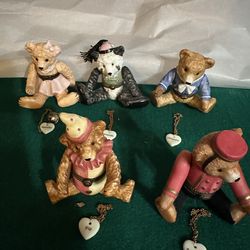 Porcelain Teddy Bear Trinket Boxes