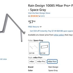Rain Design 10085 Mbar Pro+ Foldable Laptop Stand - Silver