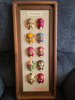 Chinese Peking Opera Mask Shadow Box Display