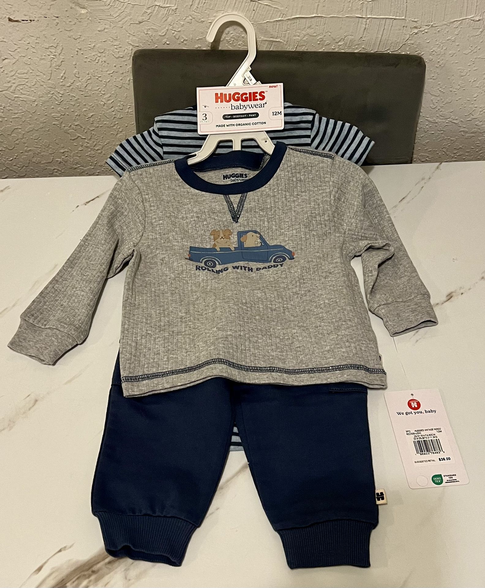 Huggies Baby Wear Organic Cotton 3piece Set Baby Boy 12months