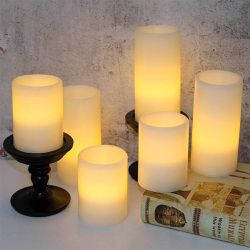 Flameless Flickering Candles Battery Operated Real Wax White Color with 8 Hours Timer for Christmas Home Decoration and Parties Set of 6