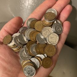 Treasure Chest Full Of Foreign Coins 