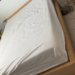 Queen Bed W/ Box Spring Mattress Frame & Topper 