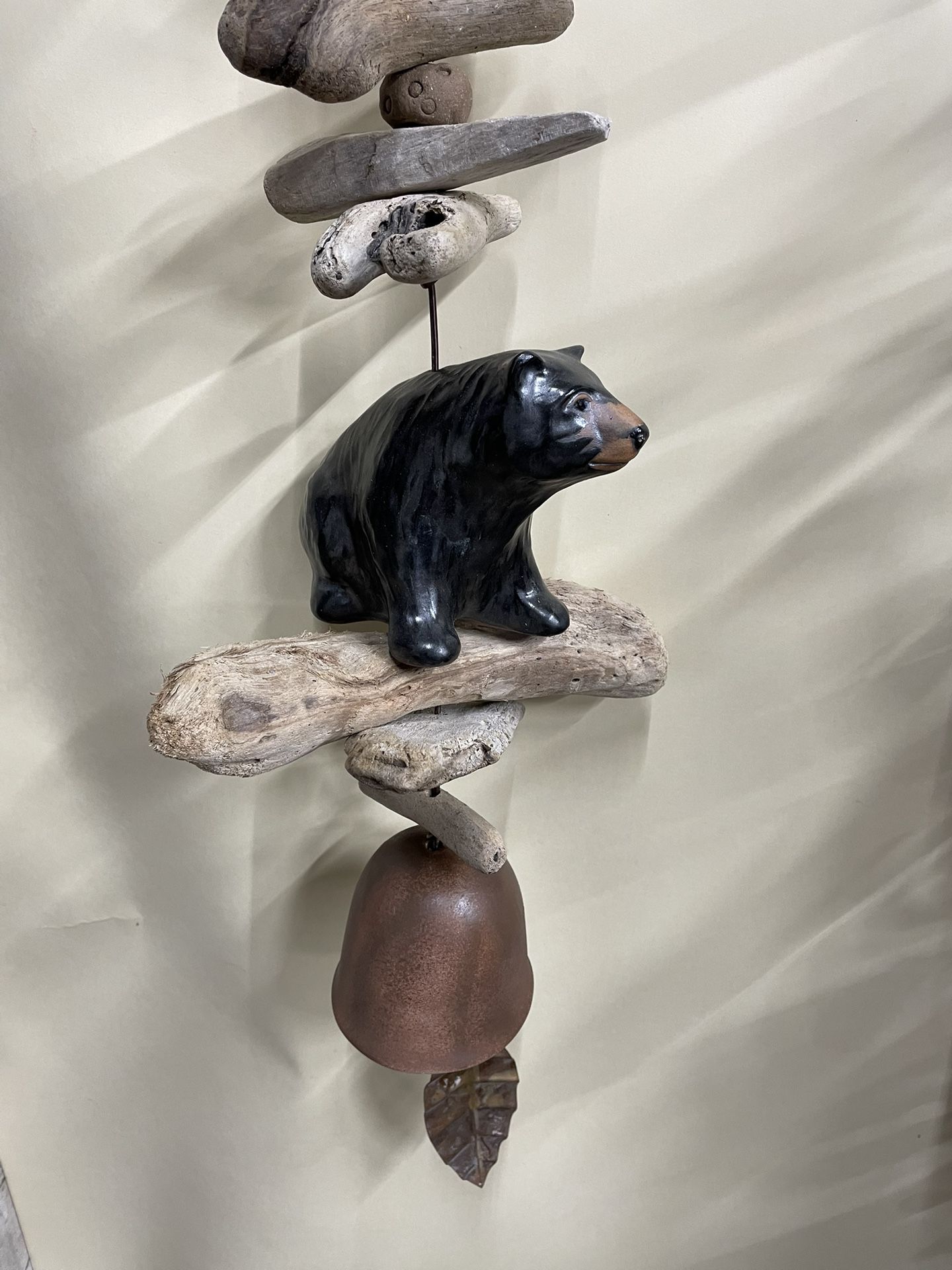 Stoneware Black Bear Wind Chime