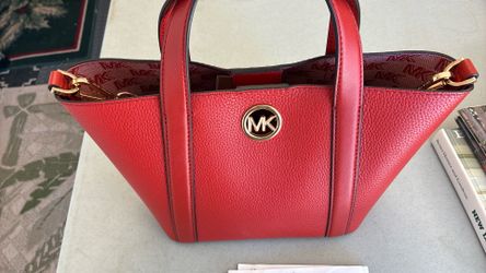 New  Unused Michael  Kors Red Leather Handbag W/Shoulder Strap