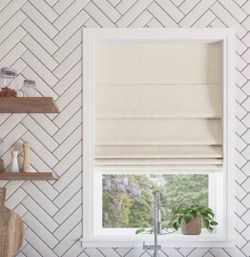 35"x64” Blackout Textured Roman Shade Ivory