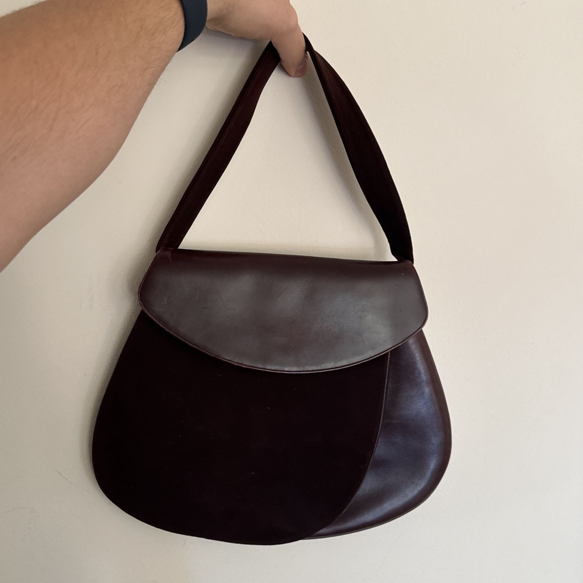 Christian Dior George Morris Suede Vintage Leather Burgundy Handbag